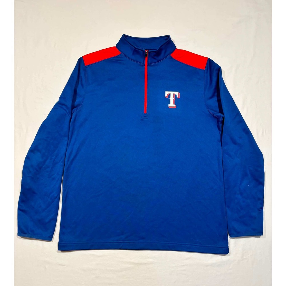 Texas Rangers MLB Genuine Merchandise Mens Blue‎ Red Quarter Zip Pullover Large